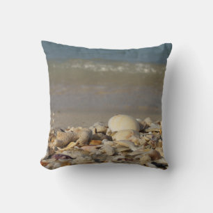 shells, beach, water, sand, sea, maritime, photo, cushion