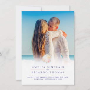 Shells heart art watercolor beach wedding save the date
