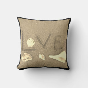 shells & heart on beach custom wedding pillow