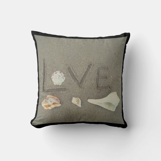 shells & heart on beach custom wedding pillow (Front)