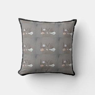 shells & heart on beach custom wedding pillow