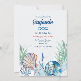 Shells in Blue Invitation
