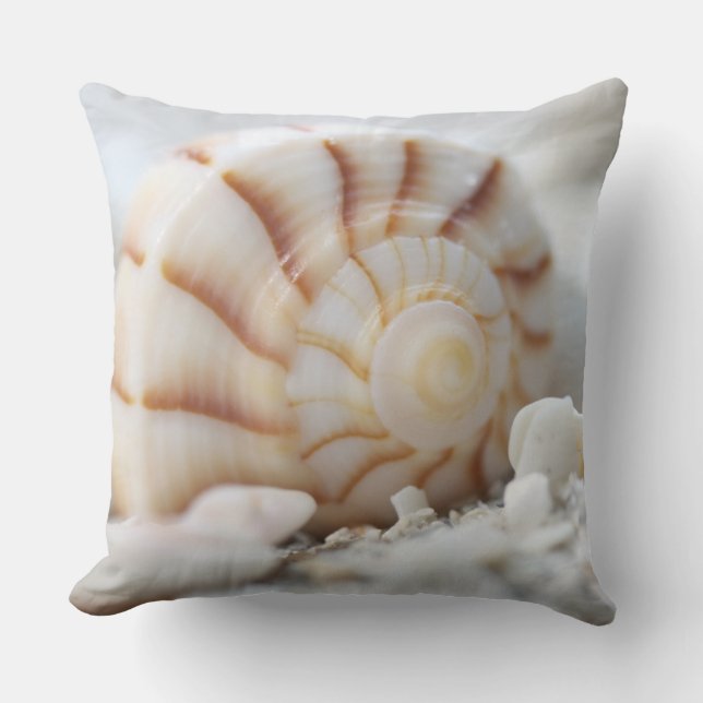 Shells in the Sand Throw Pillow (Front)