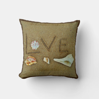 shells & Love on beach custom wedding pillow