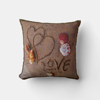shells & Love on beach custom wedding pillow