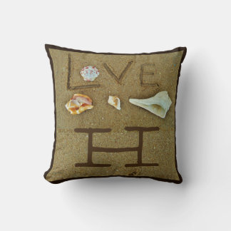 shells & Love on beach custom wedding pillow