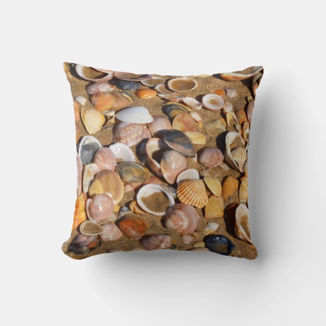 Shells On A Sandy Beach | Andalusia, Spain Cushion (Front)