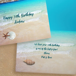Shells on the Beach Personalised Birthday From All Card