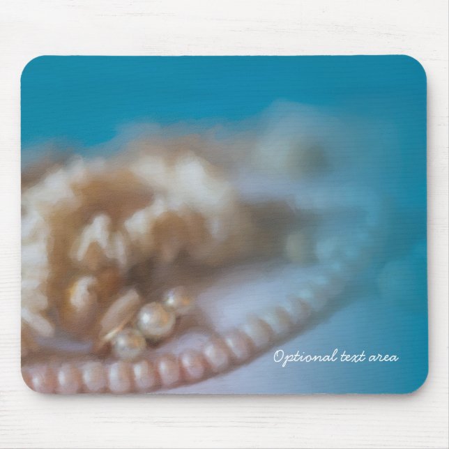 Shells & Pearls Elegant Painted Beach Mouse Mat (Front)