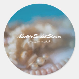 Shells & Pearls Elegant Painted Beach Party Favour Classic Round Sticker