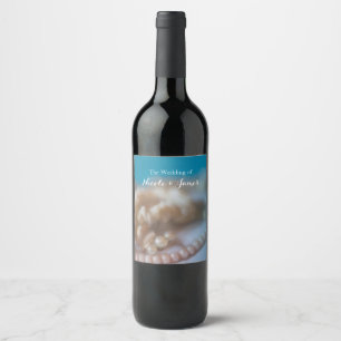 Shells & Pearls Elegant Painted Beach Wine Labels