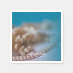 Shells & Pearls Elegant Wedding Jewels Beach Napkin
