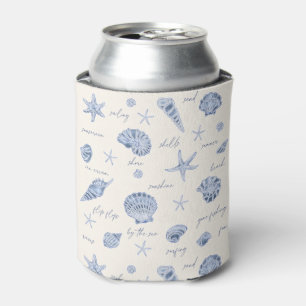 Shells Starfish Sun Fun Text Blue ID918 Can Cooler