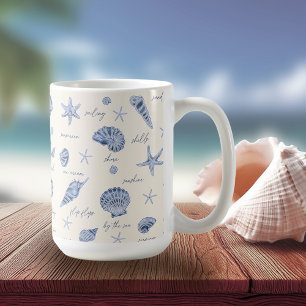 Shells Starfish Sun Fun Text Blue ID918  Coffee Mug