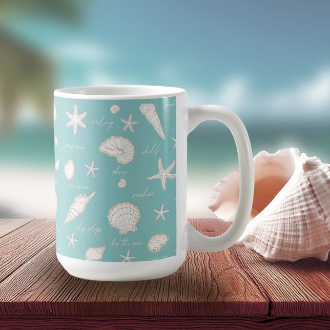 Shells Starfish Sun Fun Text Ivory ID918  Coffee Mug (Creator Uploaded)