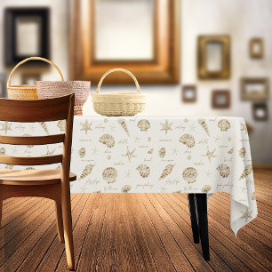 Shells Starfish Sun Fun Text Sandstone ID918  Tablecloth