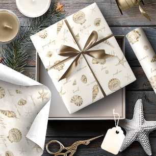 Shells Starfish Sun Fun Text Sandstone ID918  Wrapping Paper
