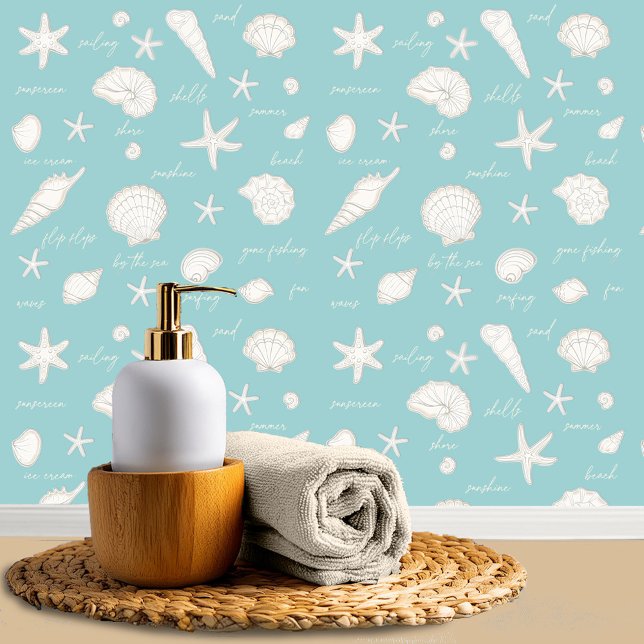 Shells Starfish Sun Fun Text White Ivory ID918  Wallpaper (Creator Uploaded)