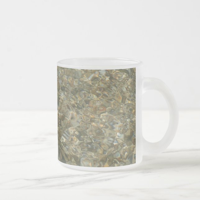 Shells Under Rippling Water Frosted Glass Coffee Mug (Right)