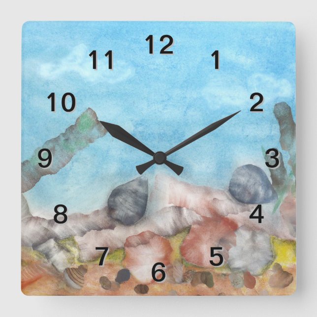 Shells Under The Sea. Square Wall Clock (Front)