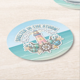 Shelter In The Storm Round Paper Coaster