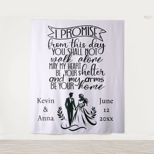 Shelter in Your Arms Wedding Backdrop Tapestry (Front)