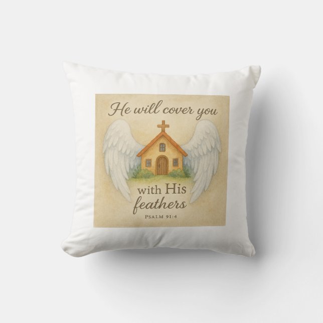 "Sheltered by His Wings" Cushion (Front)