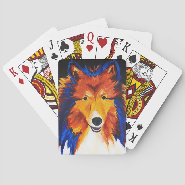 Sheltie Abstract Painting Playing Cards (Back)