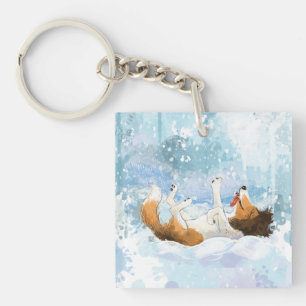 Sheltie and Boy Dog Hug Key Ring