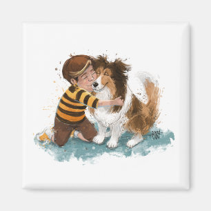 Sheltie and Boy Dog Hug Magnet