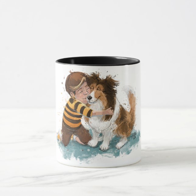 Sheltie and Boy Dog Hug Mug (Center)