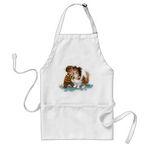 Sheltie and Boy Dog Hug Standard Apron