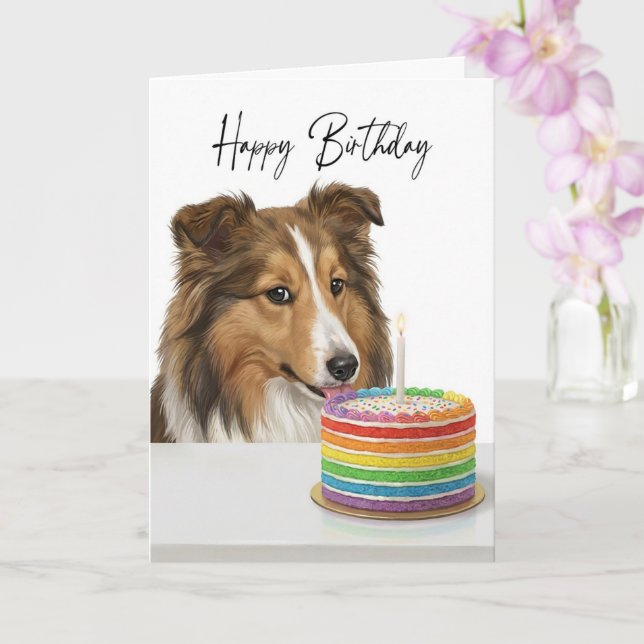 Sheltie Birthday Cake Inspector Card (Orchid)