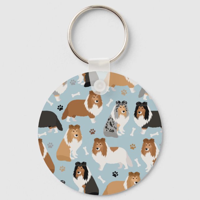 Sheltie Bones and Paws Key Ring (Front)