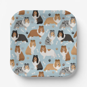 Sheltie Bones and Paws Paper Plate
