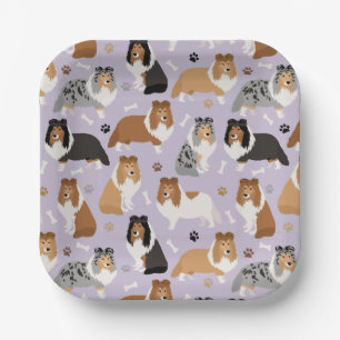 Sheltie Bones and Paws Paper Plates