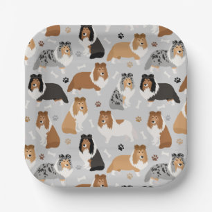 Sheltie Bones and Paws Paper Plates