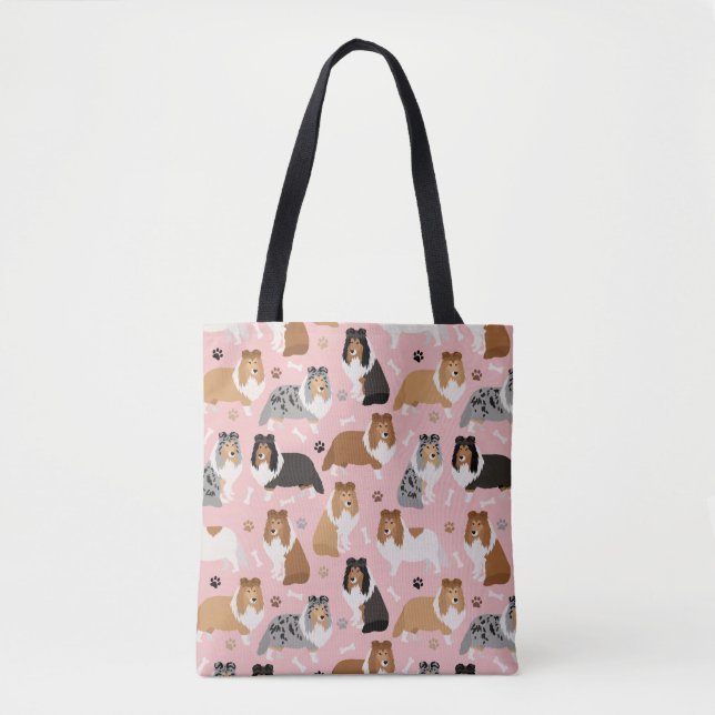 Sheltie Bones and Paws Tote Bag (Front)