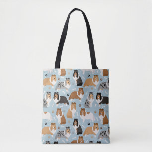 Sheltie Bones and Paws Tote Bag