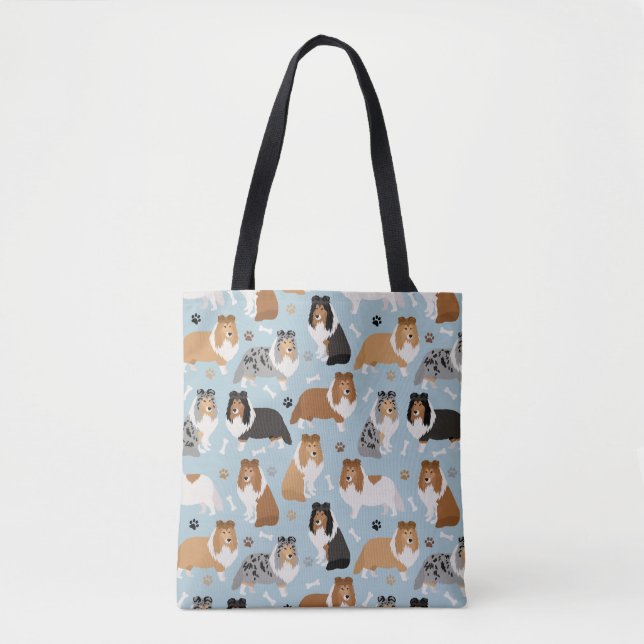 Sheltie Bones and Paws Tote Bag (Front)
