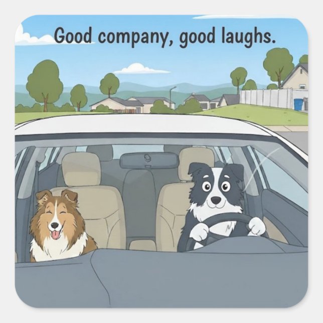 Sheltie & Border collie road trip Square Sticker (Front)