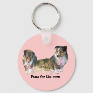 Sheltie Breast Cancer Keychain