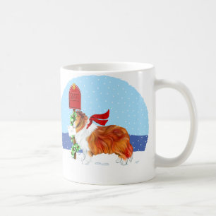 Sheltie Christmas Mail Sable Coffee Mug