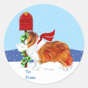 Sheltie Christmas Mail Sable Gift Tags