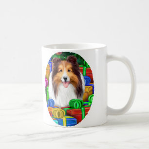 Sheltie Christmas Open Gifts Sable Coffee Mug