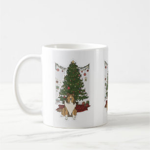 Sheltie & Christmas tree Coffee Mug