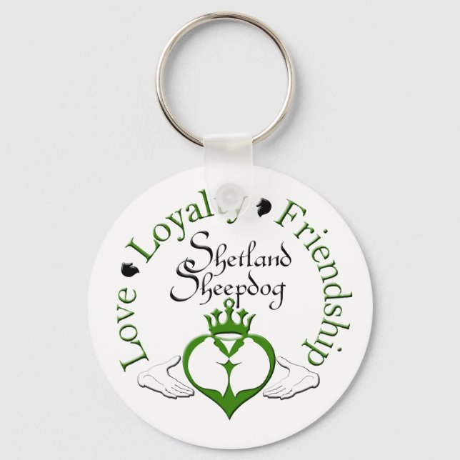 Sheltie Claddagh Keychain (Front)