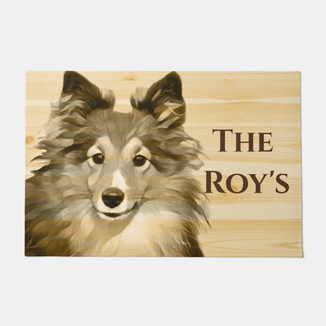 Sheltie Collie Herd Dog  add Name Doormat (Front)