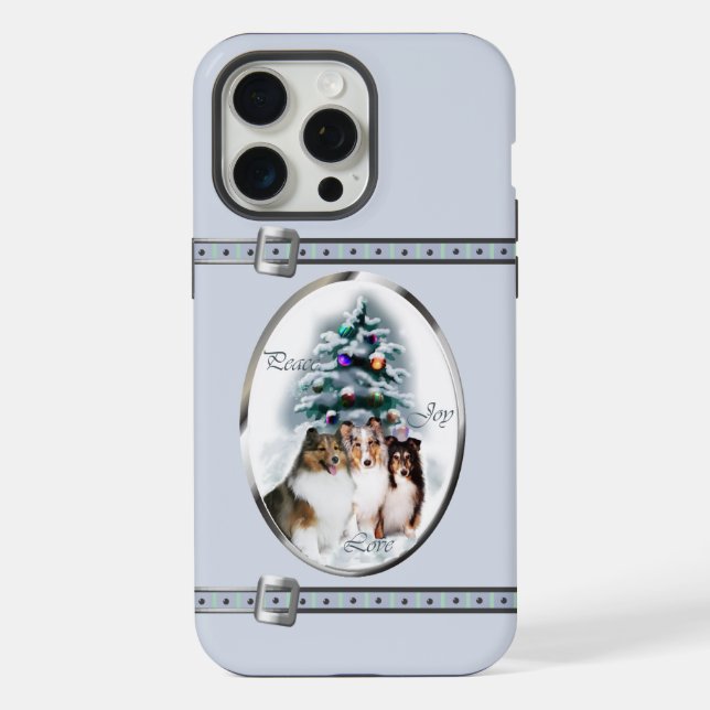 Sheltie Cute Blue Christmas Holidays iPhone Case (Back)