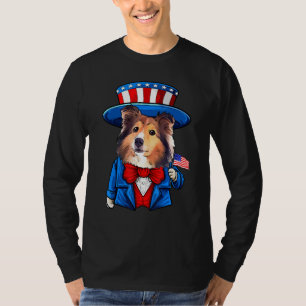 Sheltie Dog 4th Of July American Dog Shetland Shee T-Shirt